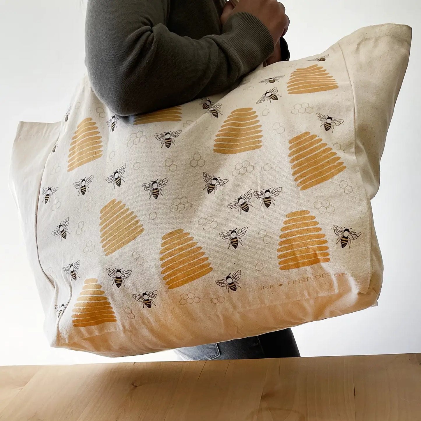 Honey Bees Oversized Canvas Tote Bag
