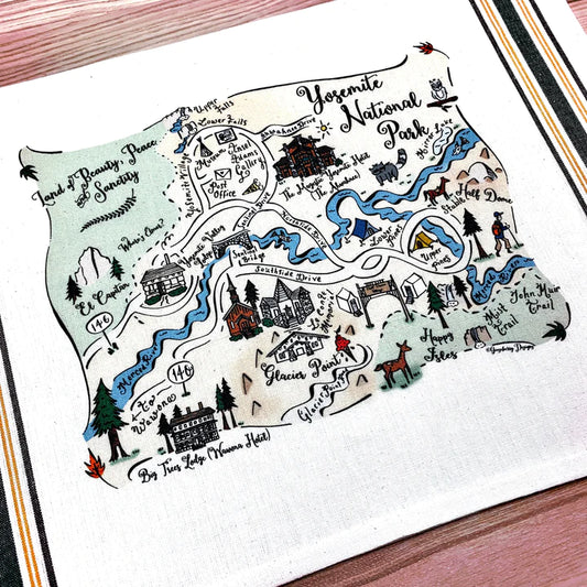 Yosemite Map Cotton Tea Towel