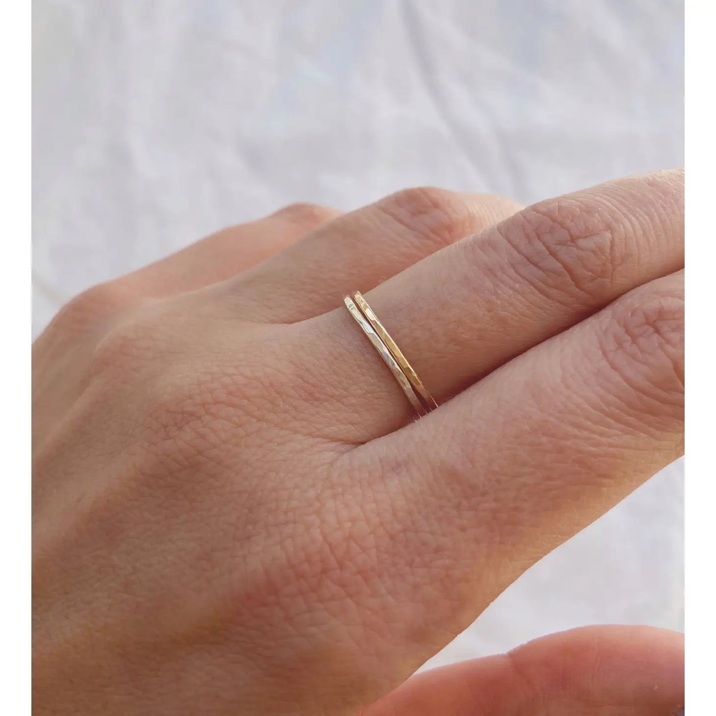 Thin Hammered Stacking Ring (Gold, Silver)