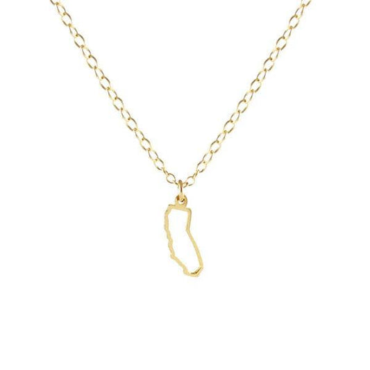 California Outline Charm Necklace (Gold, Silver)