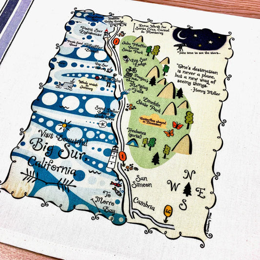 Big Sur Map Cotton Tea Towel