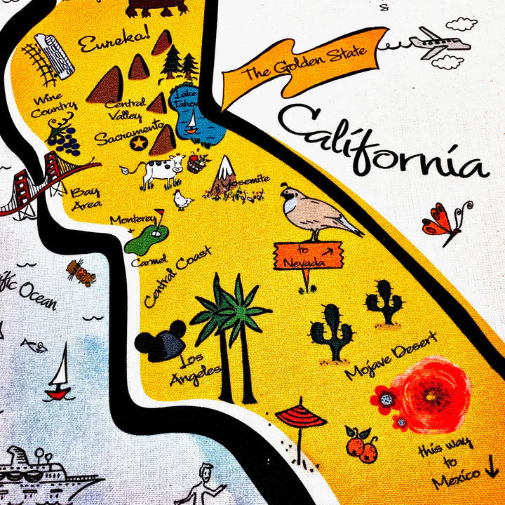 California Map Cotton Tea Towel