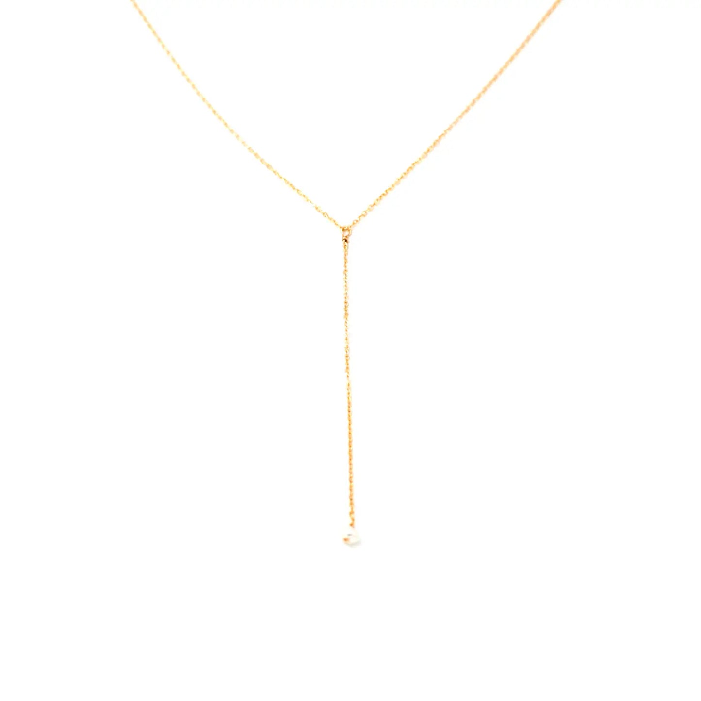 Dainty Pearl Lariat Necklace