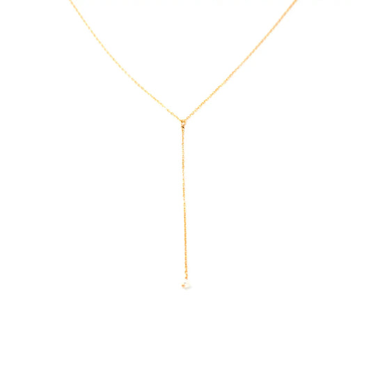 Dainty Pearl Lariat Necklace