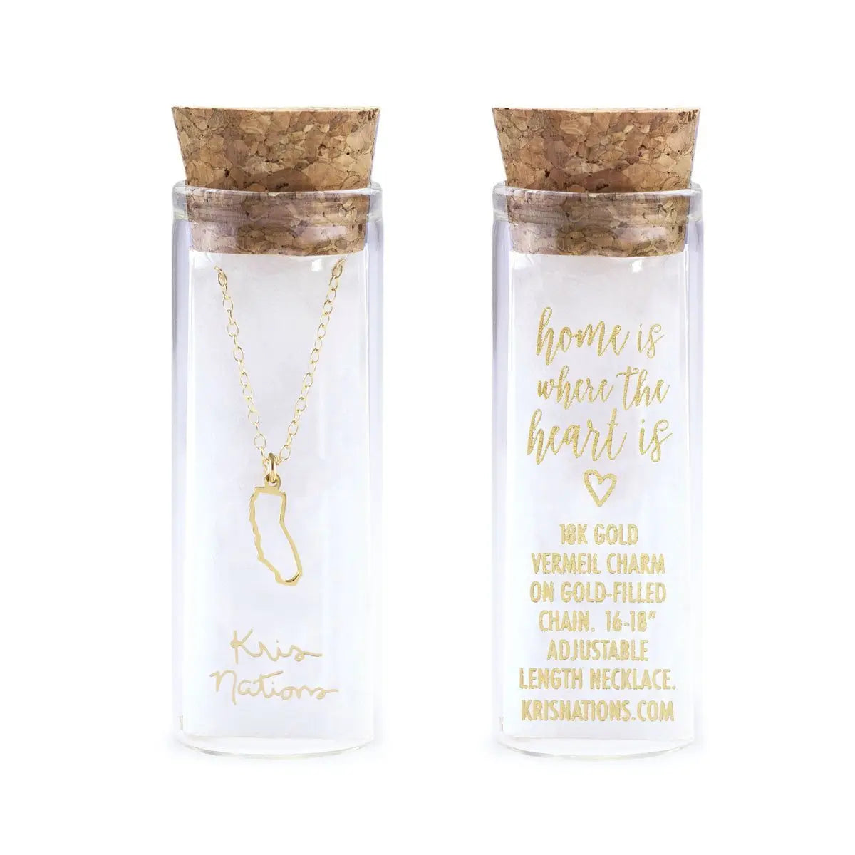 California Outline Charm Necklace (Gold, Silver)