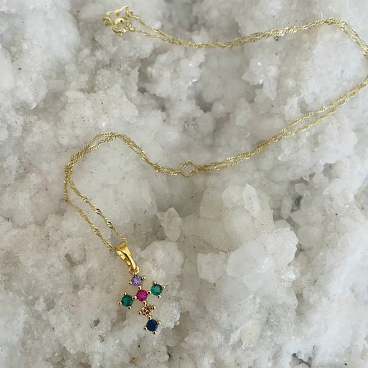 Rainbow Cross Necklace Mini