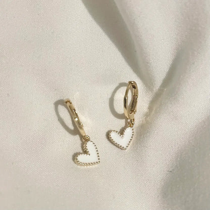 Mini Heart Enamel Huggie Earrings
