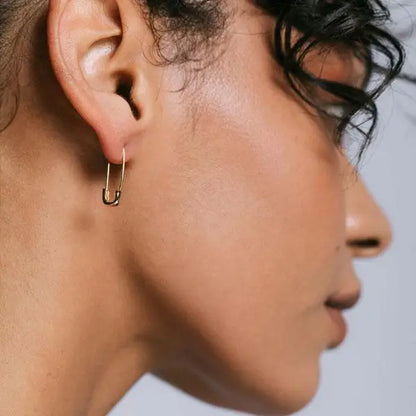 Safety Pin Hoop Earrings (Gold, Silver)