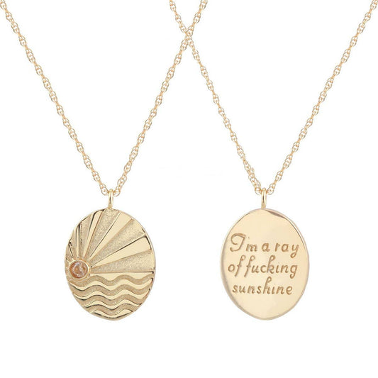 Ray of Sunshine Reversible Charm Necklace (Gold, Silver)