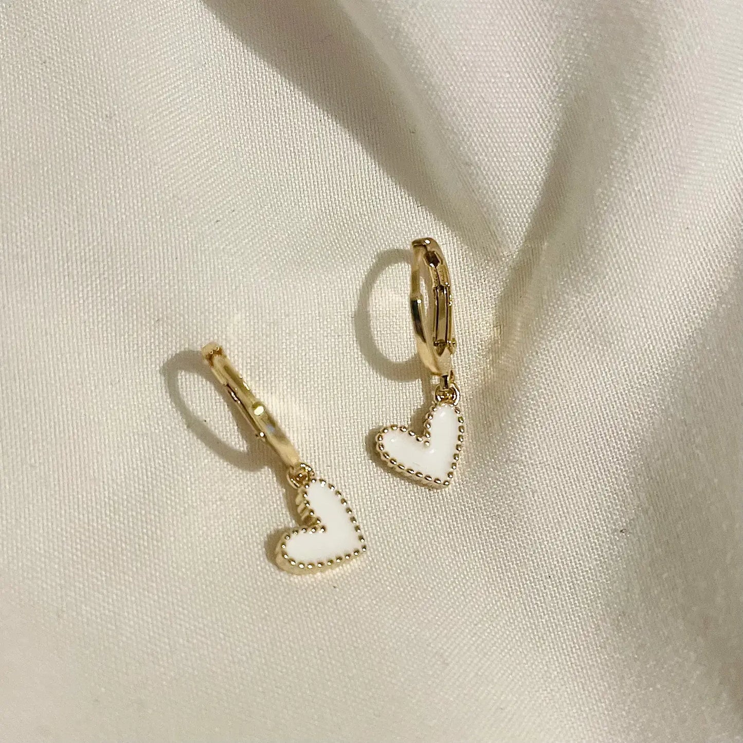 Mini Heart Enamel Huggie Earrings