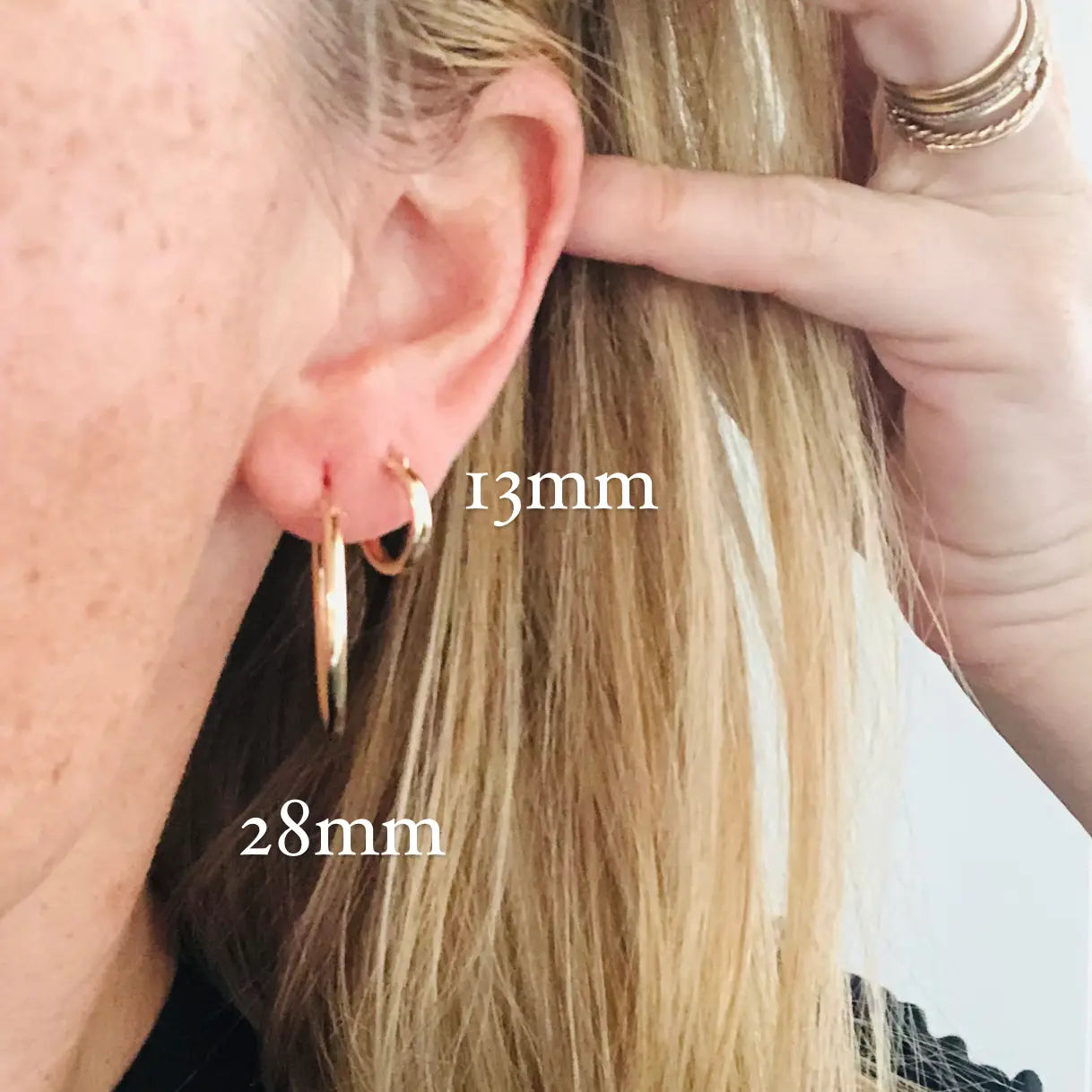 Gold Hinge Hoops Earrings (3 Sizes) 13mm