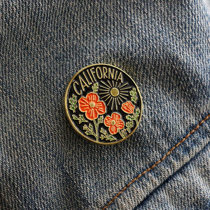California + Poppies Enamel Pin