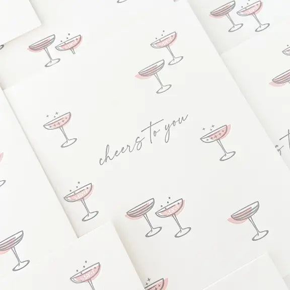 Cheers To You Retro Cocktails Letterpress Card