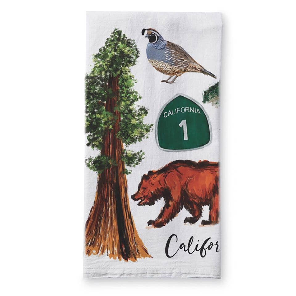 California Collage Kitchen Tea Towel