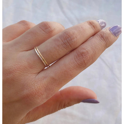 Thin Hammered Stacking Ring (Gold, Silver)