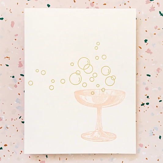 Champagne Bubbles Letterpress Card