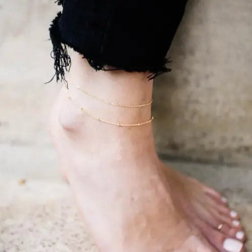 Satellite Chain Double Strand Anklet