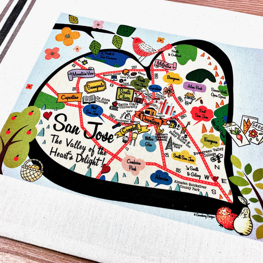 San Jose Map Cotton Tea Towel