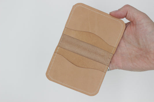 Natural Leather Bifold Wallet w/ Curved Slots