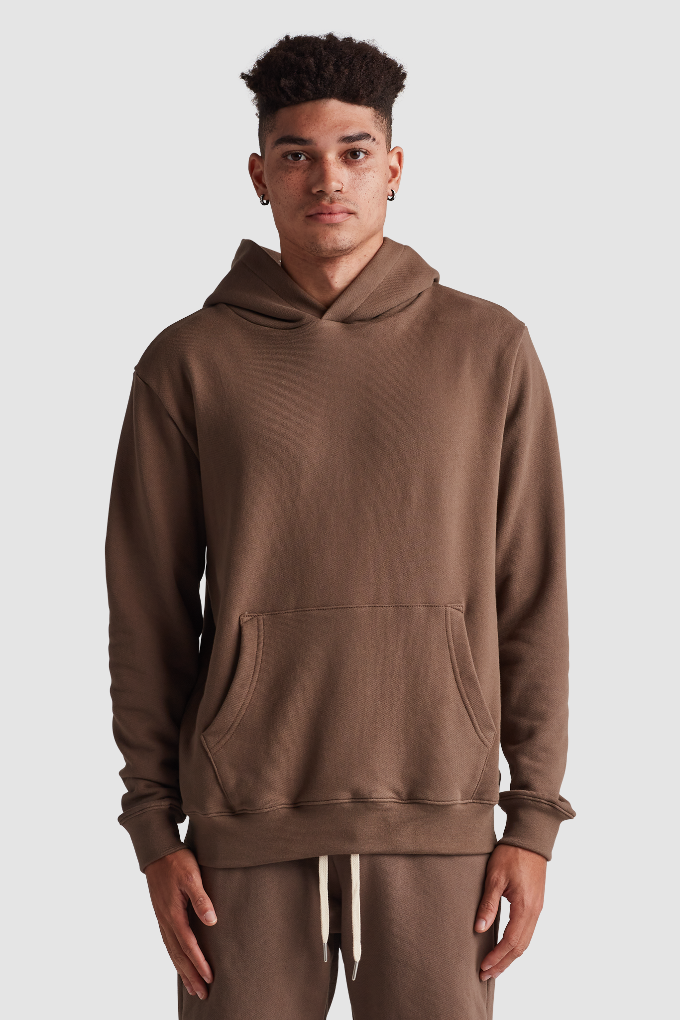 Cotton Pull Over Hoodie ASH BROWN