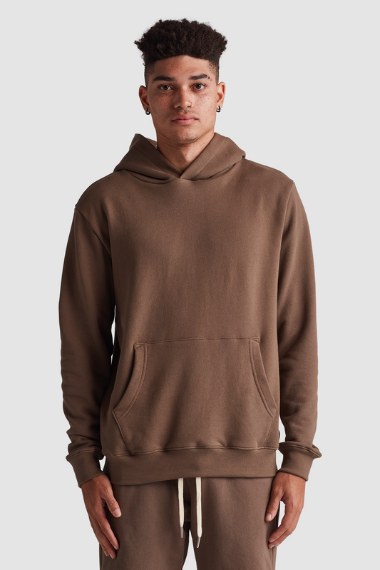 Cotton Pull Over Hoodie -Ash Brown-