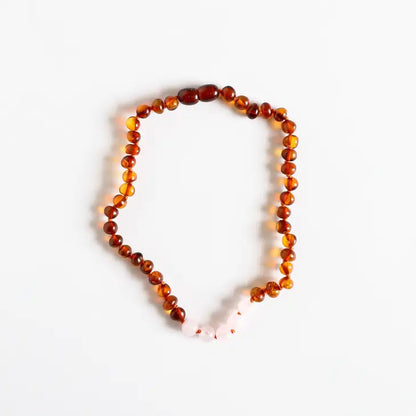 Rose Quartz Baltic Amber Necklace (12, 18")
