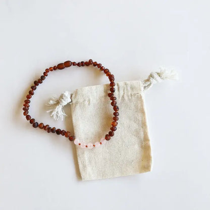 Rose Quartz Baltic Amber Necklace (12, 18")