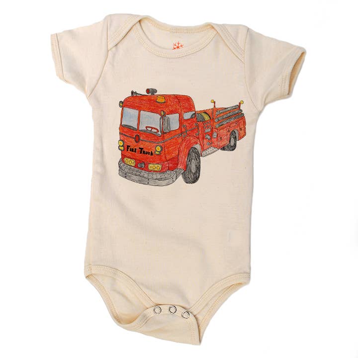 Firetruck Organic Cotton Baby Onesie