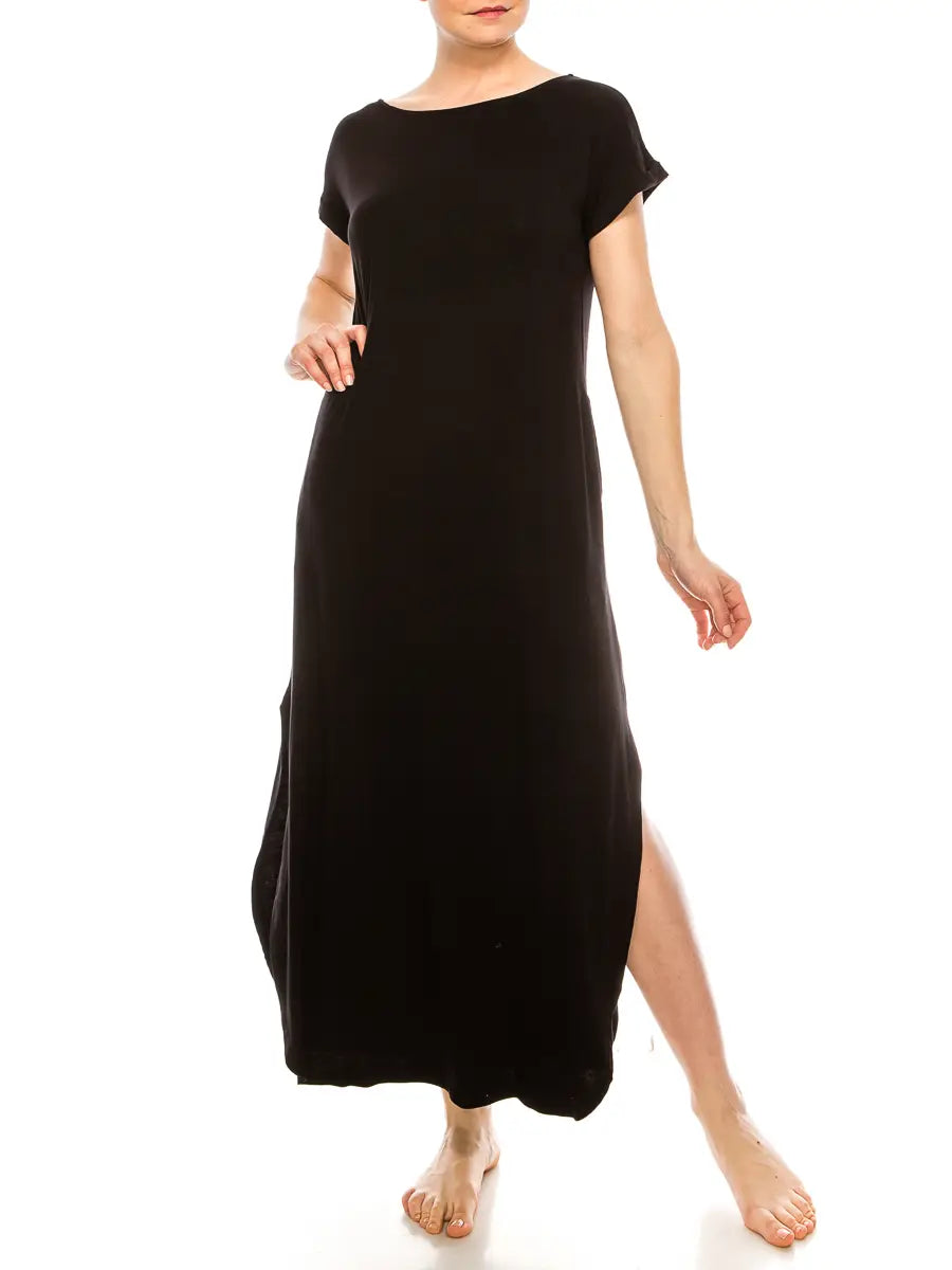 Bamboo Maxi Dress (Black, Mocha)
