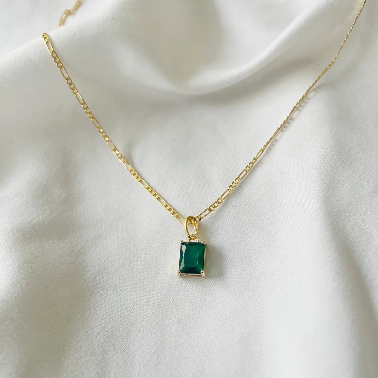Emerald Faceted Stone Necklace