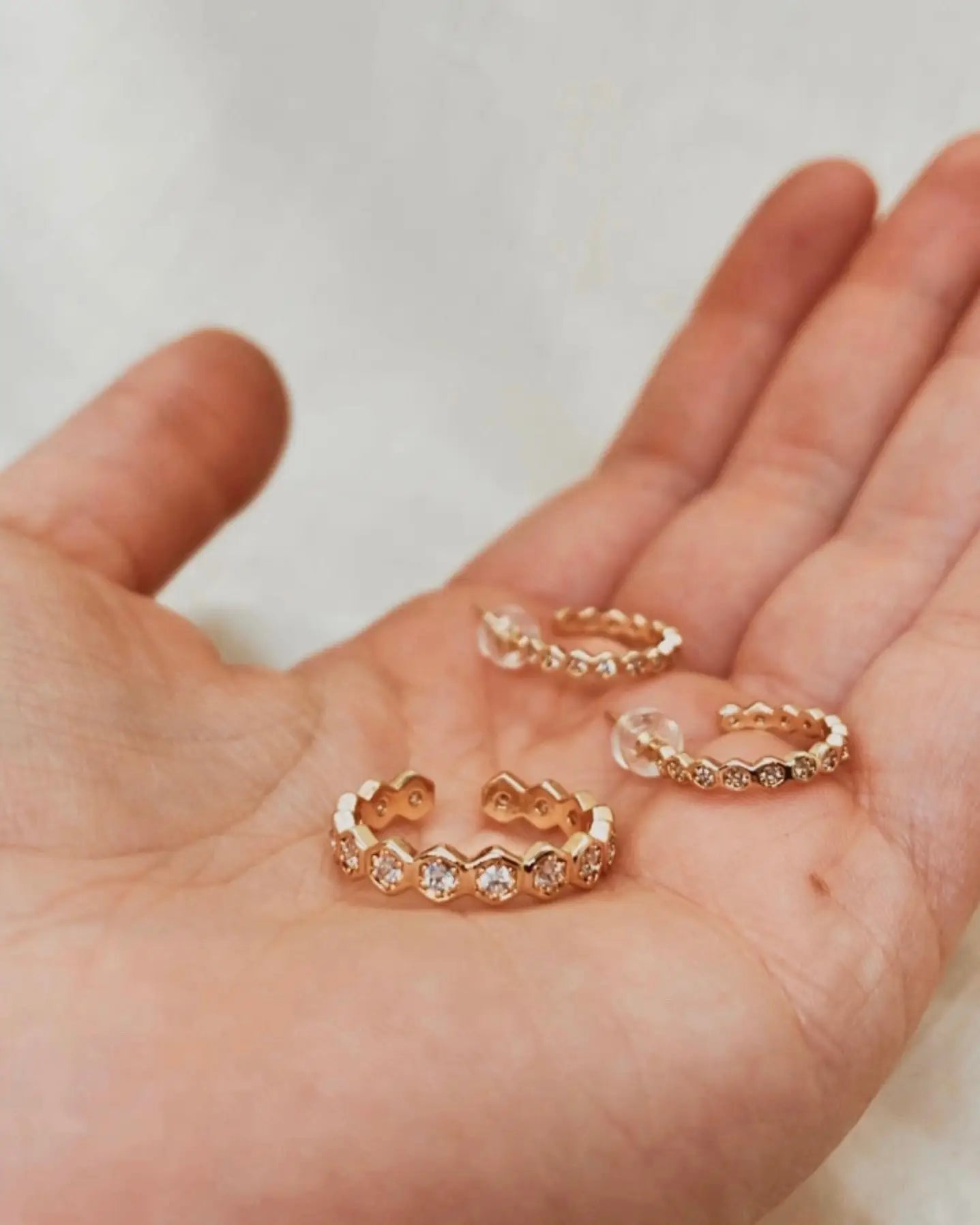 Honeycomb Crystal Hoop Earrings