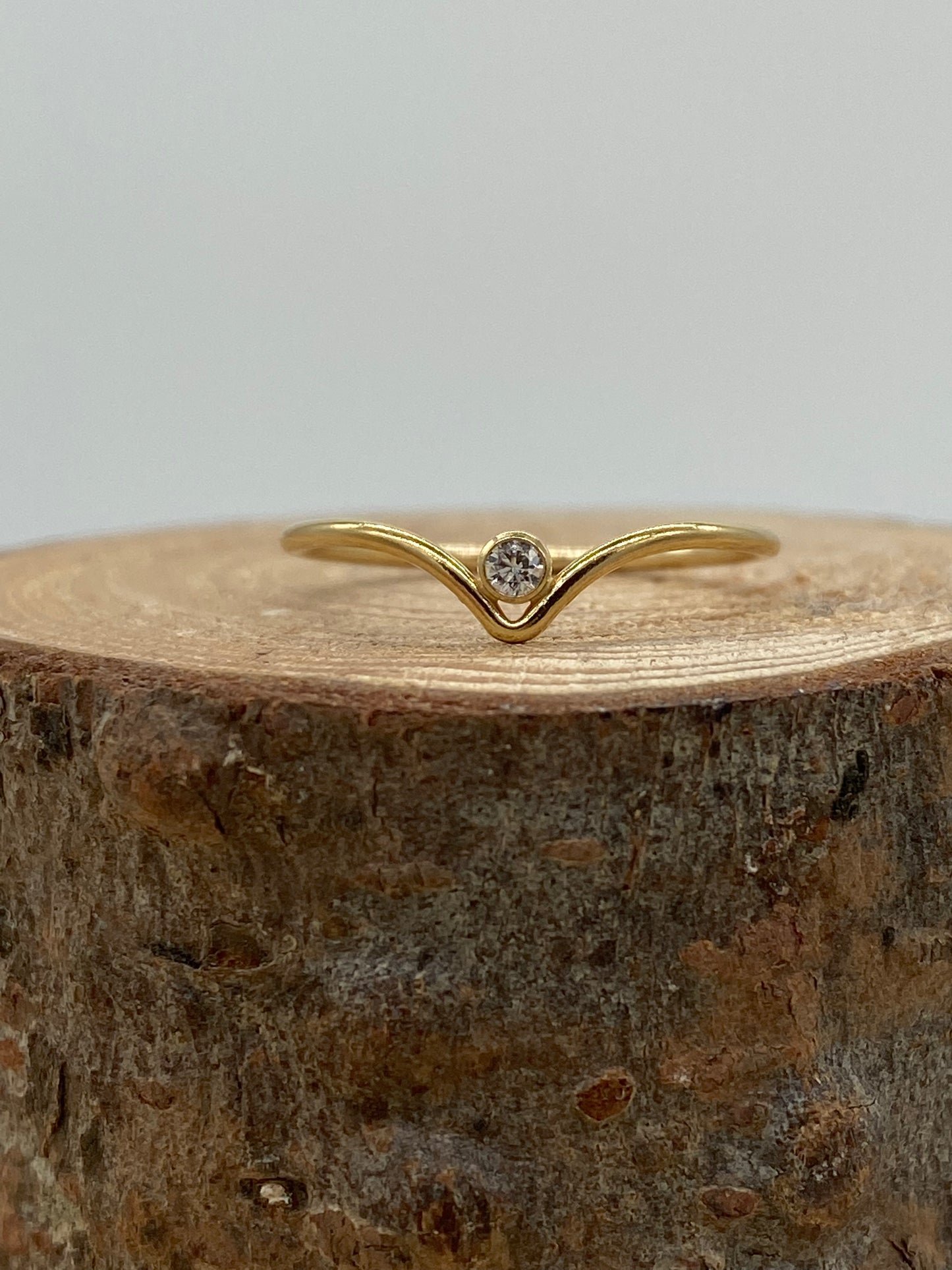 Chevron + CZ Ring (Gold)