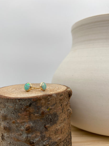 Opal Stud Earrings (Gold, Silver +3 color options)