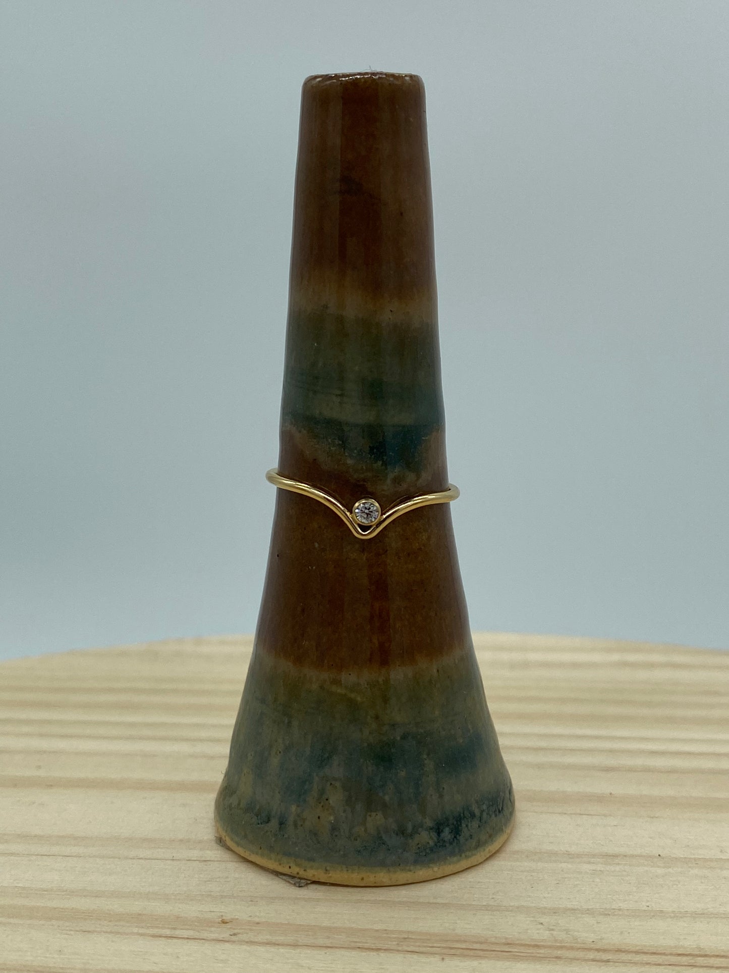 Chevron + CZ Ring (Gold)