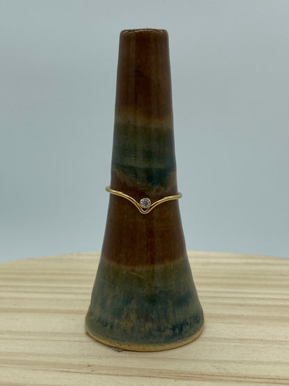 Chevron + CZ Ring (Gold)
