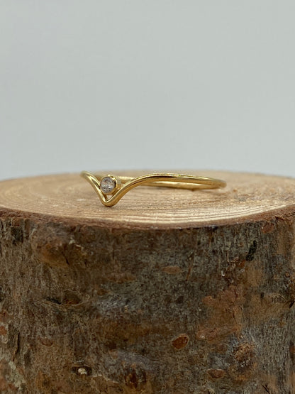 Chevron + CZ Ring (Gold)