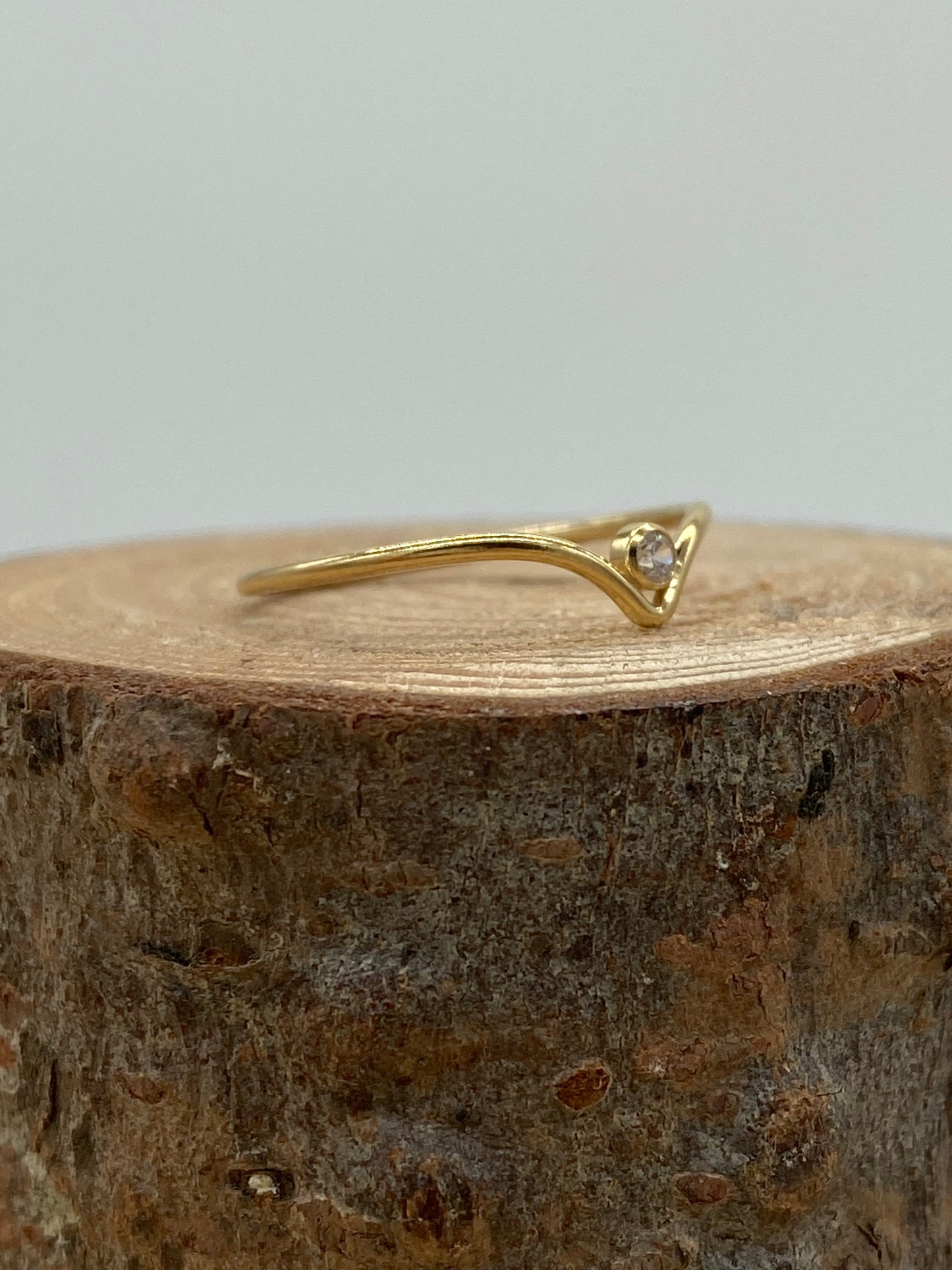 Chevron + CZ Ring (Gold)