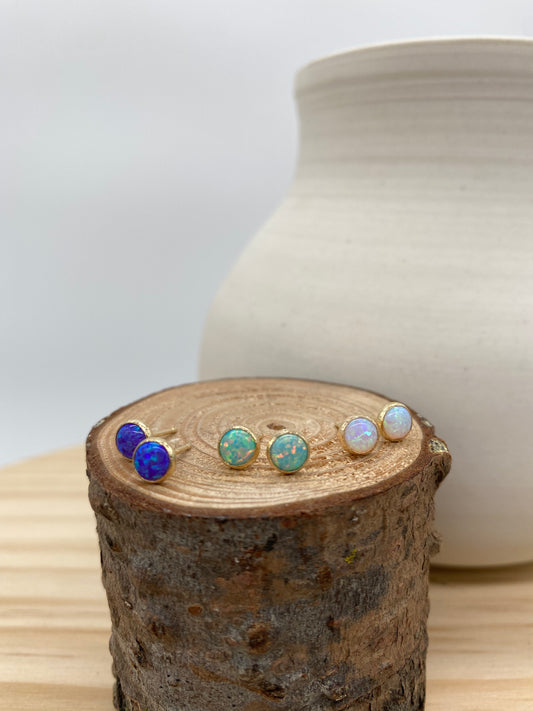 Opal Stud Earrings (Gold, Silver +3 color options)