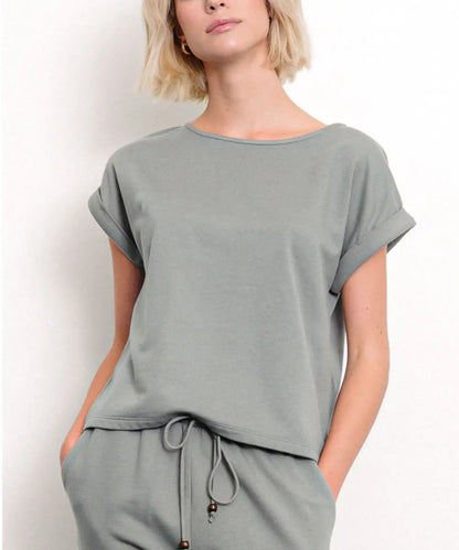 Hemp & Organic Cotton Heavyweight Brushed Top (Ivory, Sage)