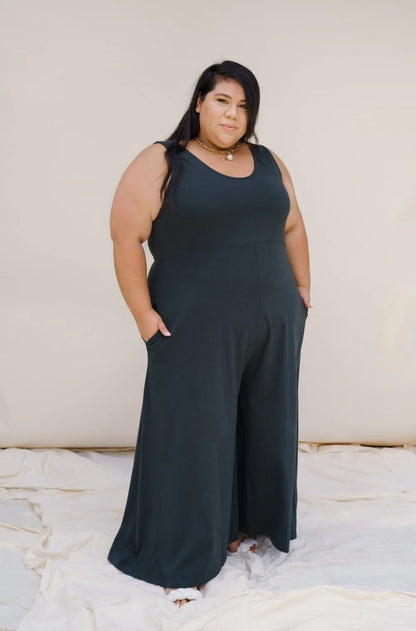 Mien Lakeside Organic Cotton Wideleg Jumpsuit BLACK FOREST