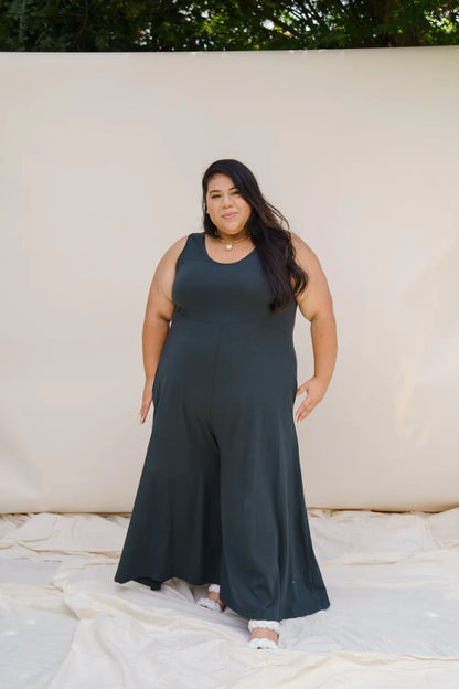 Mien Lakeside Organic Cotton Wideleg Jumpsuit BLACK FOREST