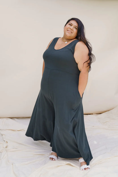 Mien Lakeside Organic Cotton Wideleg Jumpsuit BLACK FOREST