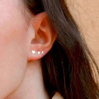 Mini Shaped Stud Earrings (Stars, Moons, Hearts)