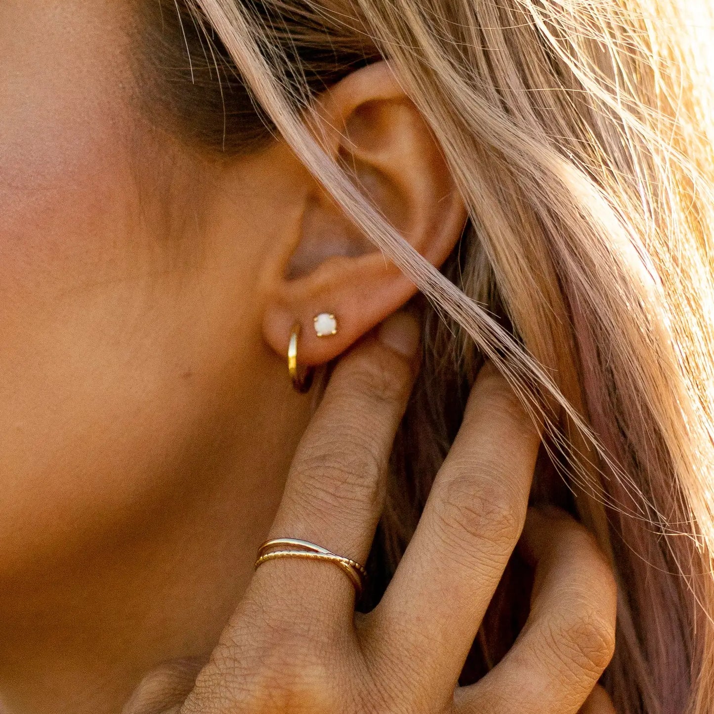 Opal Prong Stud Earrings