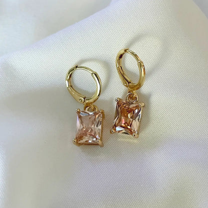Peach Faceted Stone Huggie Earrings