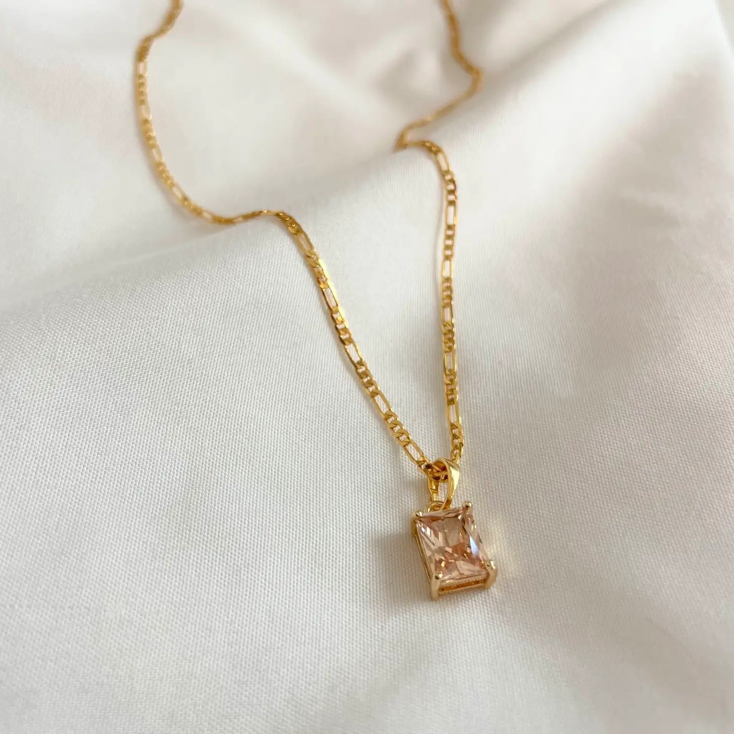 Peach Faceted Stone Necklace