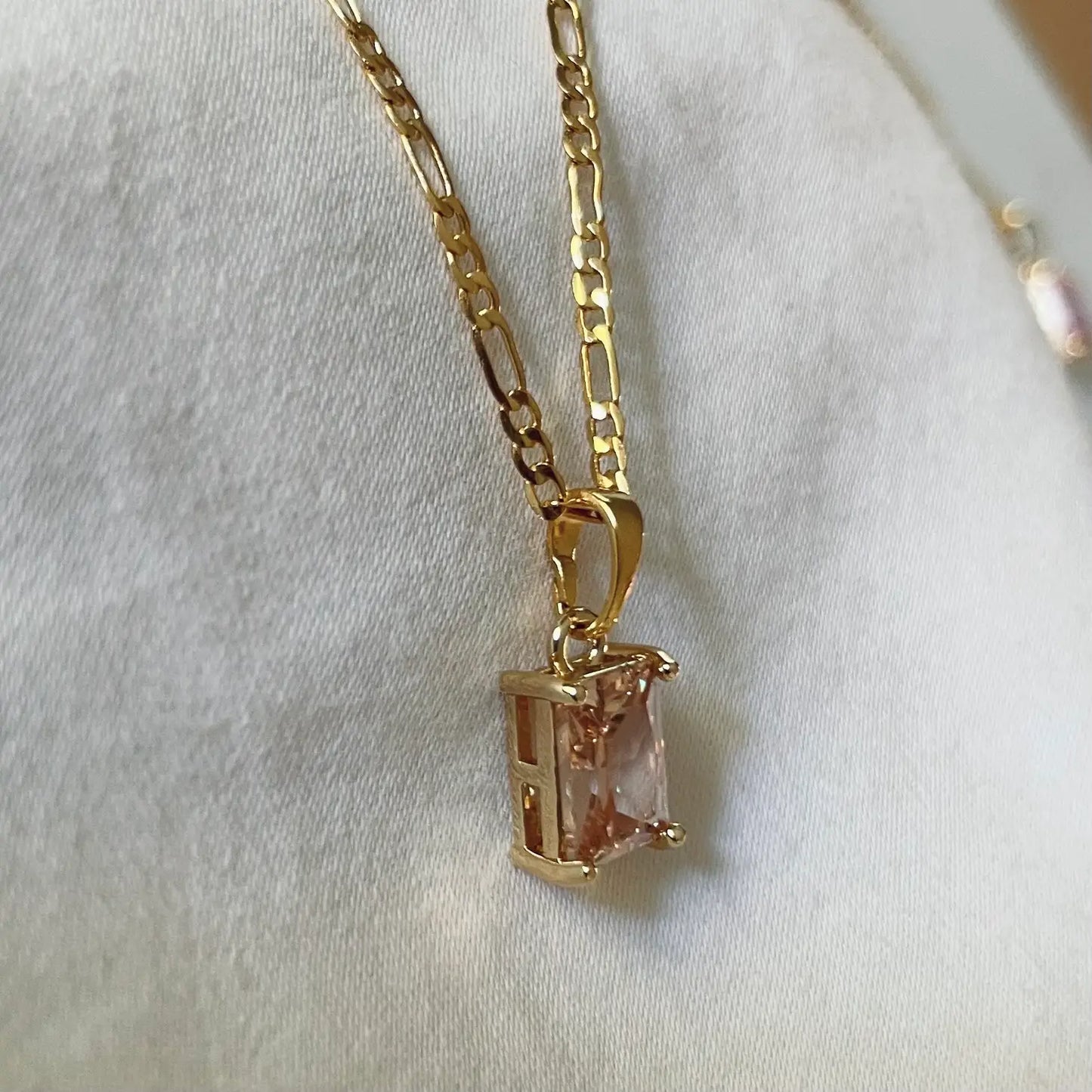 Peach Faceted Stone Necklace