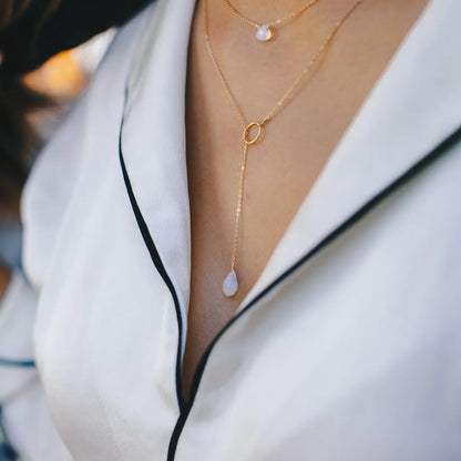 Opalite Pull Through Lariat Necklace