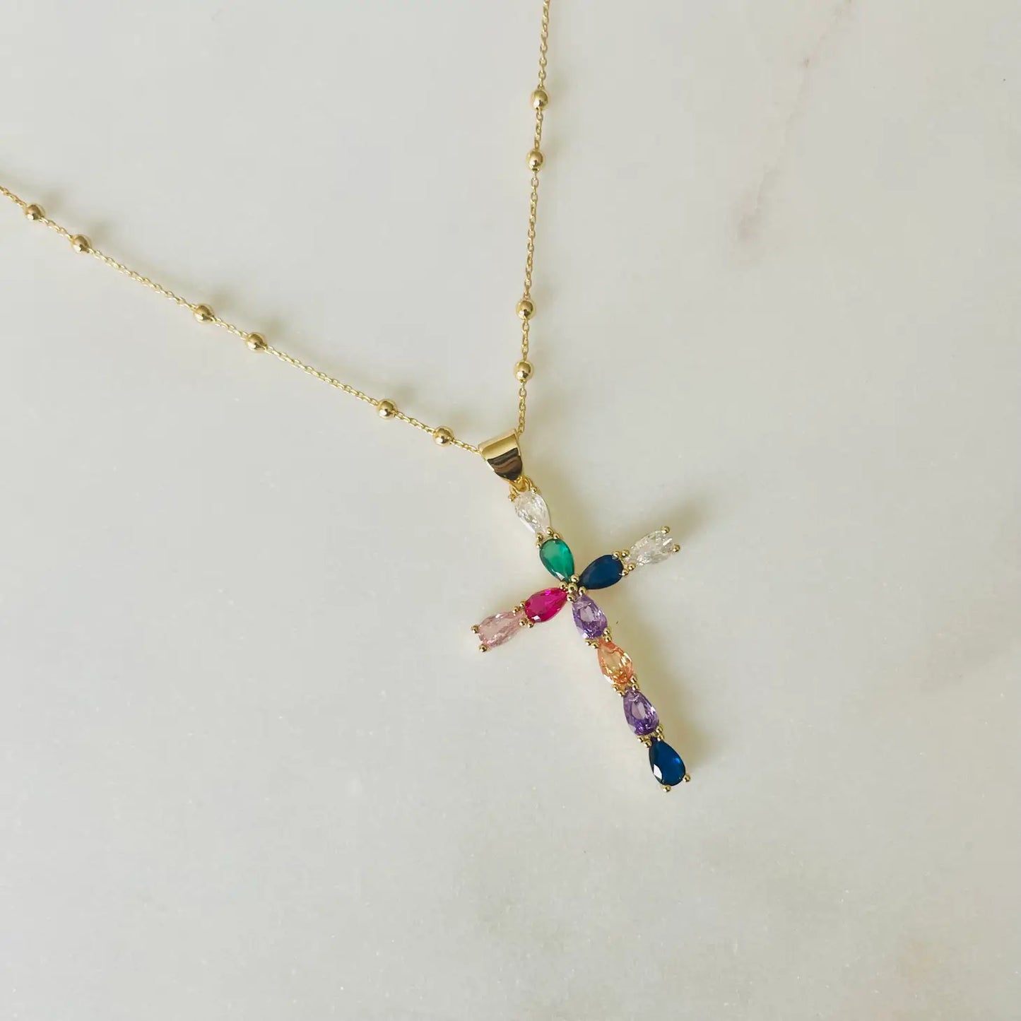 Rainbow Cross Necklace