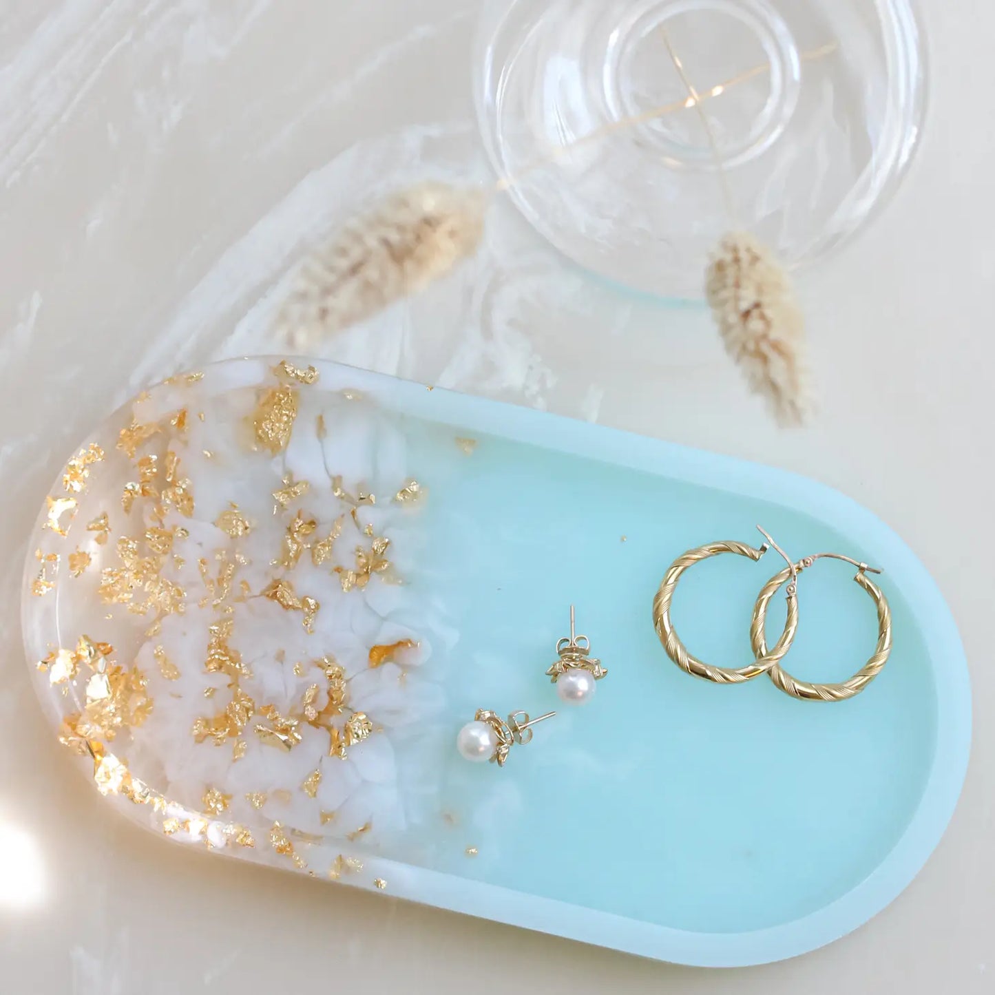 Gold Foil Resin Catch All Vanity Tray